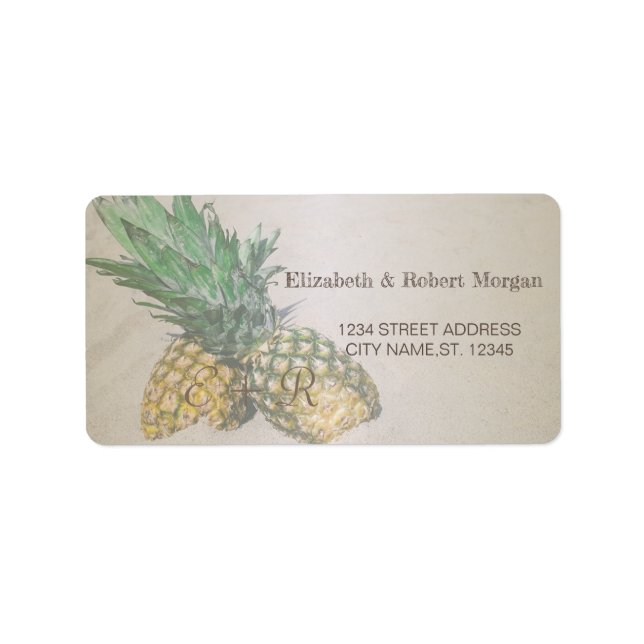 Strandbröllop  Pineapple Bröllopsetikett Adressetikett (Framsidan)