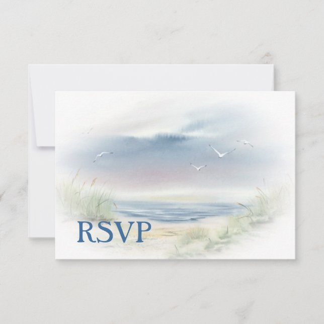 Strandbröllop RSVP-inbjudan Inbjudningar (Framsida)