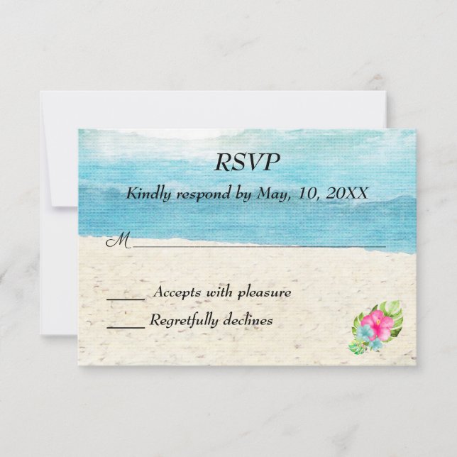 Strandbröllop RSVP OSA Kort (Framsida)