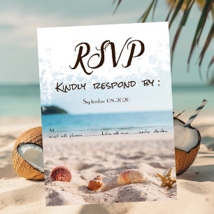 Strandbröllop, Sand, Snigelskal RSVP Inbjudningar