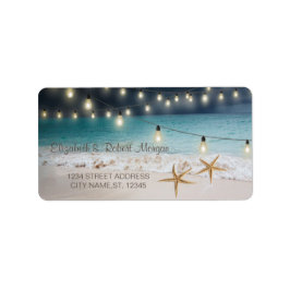 Strandbröllop Sjöstjärnor Strängljus Etikett Adressetikett