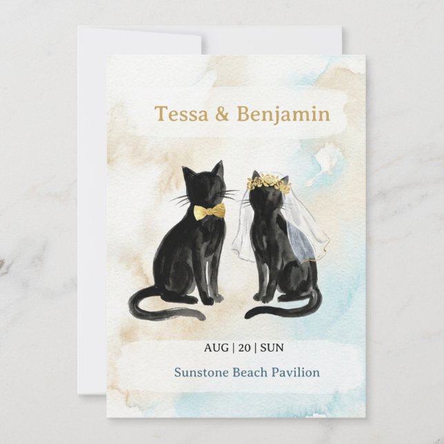 Strandbröllop Spara Datum – Tessa & Benjamin Inbjudningar (Framsida)