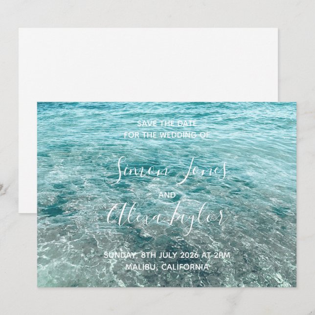 Strandbröllop spara datumet (Fram/baksida)