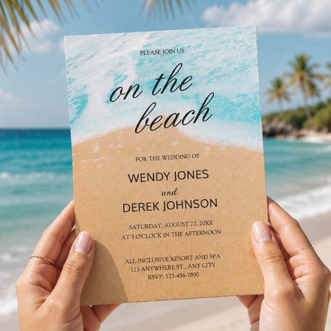 Strandbröllop Tropisk Destination Anpassad Inbjudningar (Beach Wedding Tropical Destination Custom Invitation, Summer Wedding Invitation, Hawaiin Invite)