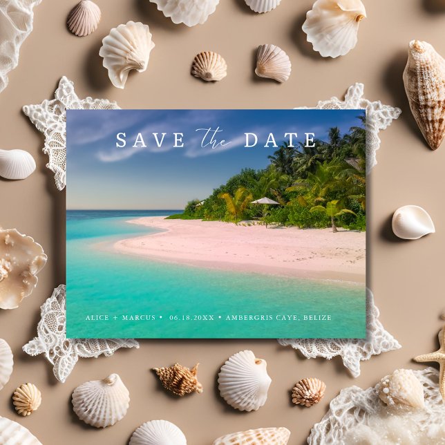Strandbröllop Vigseldatum att sparas Meddelande Vykort (Beach Destination Wedding Save the Date Announcement Postcard)