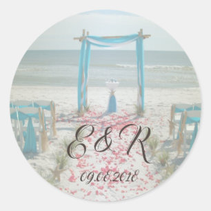 Strandbröllopsaltarbord Runt Klistermärke