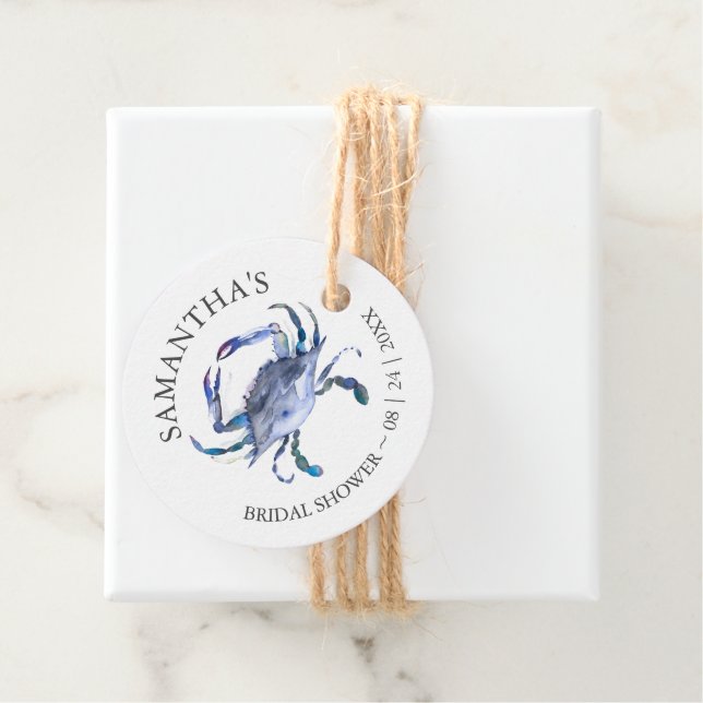 Strandbröllopsfesttema Krabba Gåvor Etiketter (På plats)