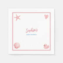 Strandbrud Rosa Flick Baby Shower Servetter