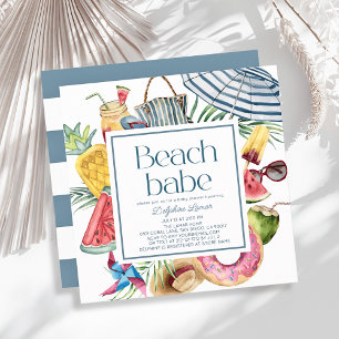 Strandbrud Tropical Paraply Munk Pojke Baby Shower Inbjudningar