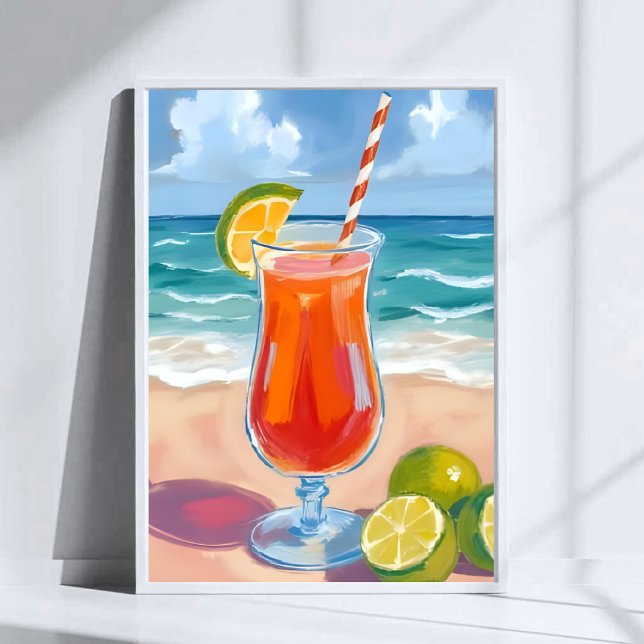 Strandcocktail | Havsvågor Akvarellmålning Poster (Skapare uppladdad)