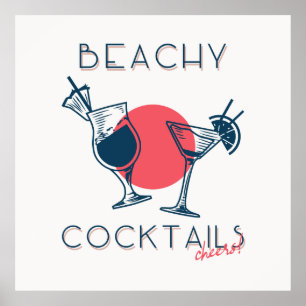 Strandcocktails Glädje Party Konst Poster