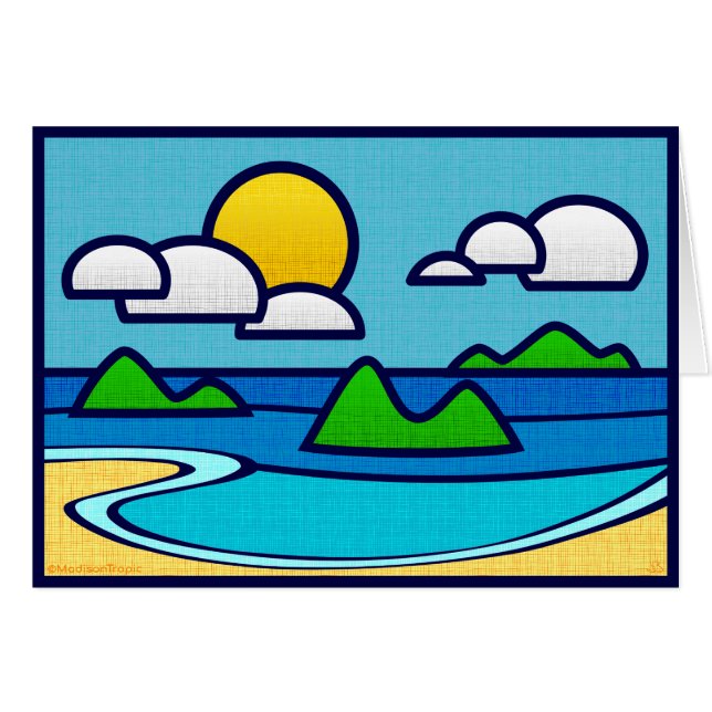 StrandCovekort. Förbigå inom Hälsningskort (Framsidan Horizontal)