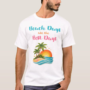 Stranddagar är de bästa dagarna Solnedgång Palmträ T Shirt