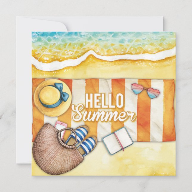 Stranddagar Hej sommarhälsningskort (Framsida)