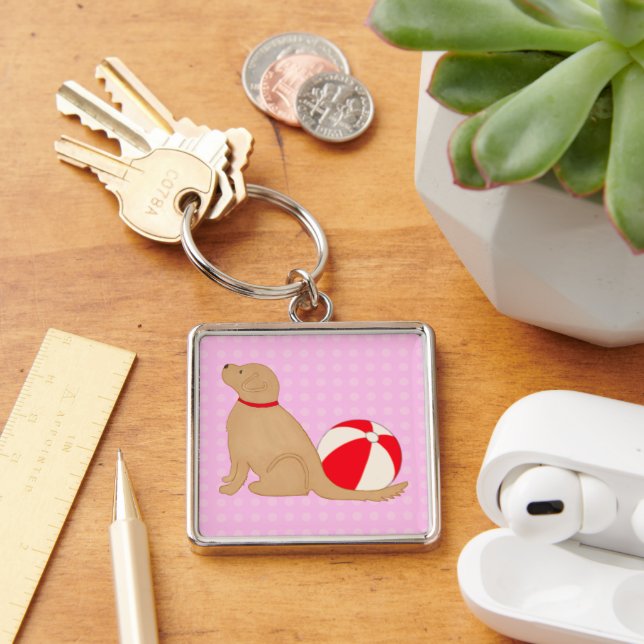 Stranddagar Hund Godis Bomull Rosa Nyckelring Silv (Skrivbord)