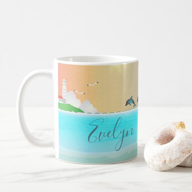 Stranddelfin Kaffemugg (Med munk)