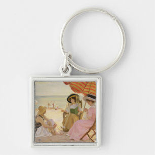 Stranden, 1929 fyrkantig silverfärgad nyckelring