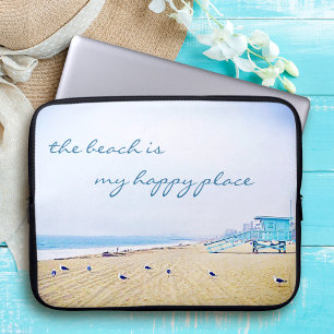 Stranden Är Min Lyckliga Plats Skrift Kalifornien Laptop Sleeve