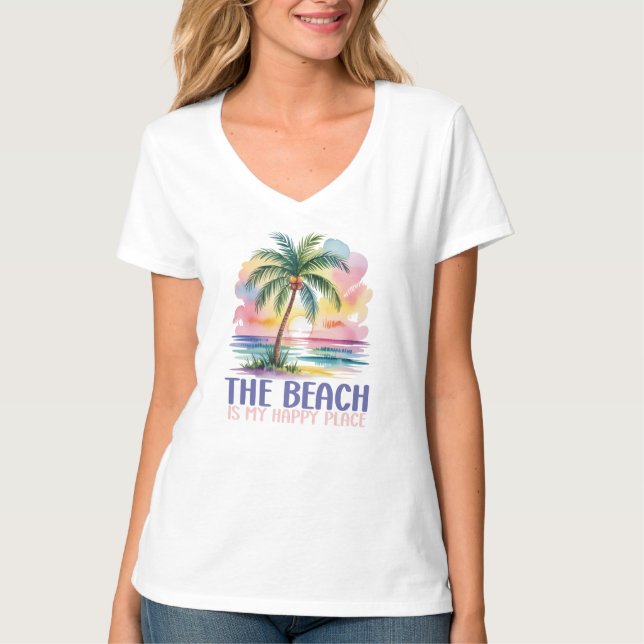 Stranden är min lyckliga plats t shirt (Framsida)