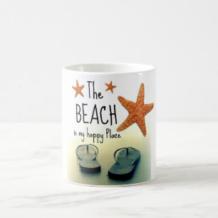 Stranden är min lyckliga ställeflinflip flopsmug kaffemugg