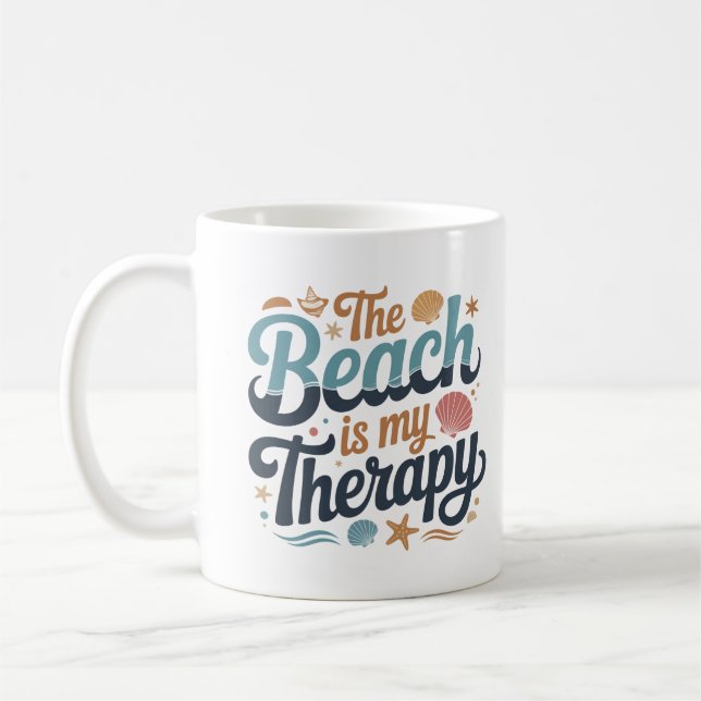 Stranden Är Min Terapi - Sommar Kuststämning Kaffemugg (Vänster)