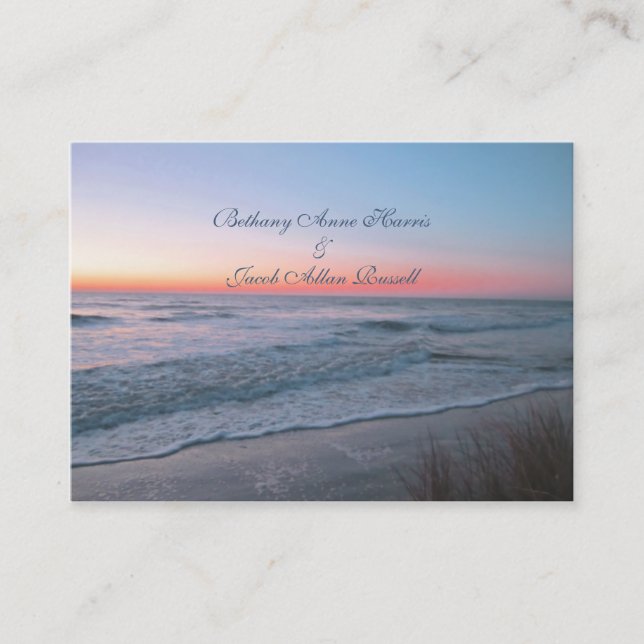 Stranden beklär beskådar riktningskort visitkort (Framsida)