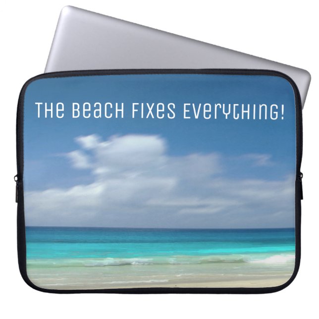 Stranden Fixar Allt Anpassad Text Laptop Fodral (Framsidan)