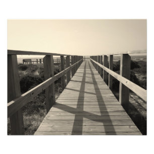 Stranden går i Sepia Fototryck