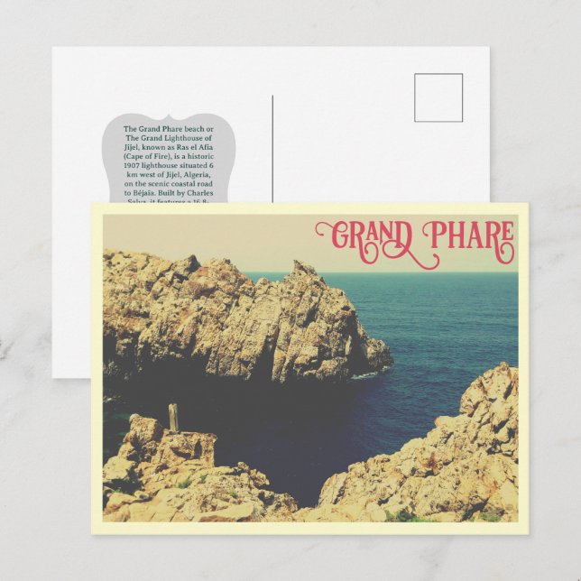 Stranden Grand Phare Jijel, Algeriet Vykort (Fram/baksida)