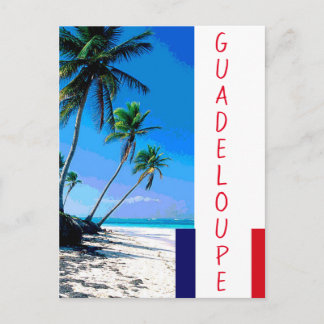 stranden Guadeloupe flagga och handflatan träd Vykort