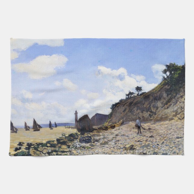 Stranden på Honfleur, Claude Monet 1865 Kökshandduk (Horisontell)