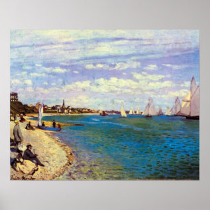 Stranden på Sainte Adresse vid Claude Monet Poster