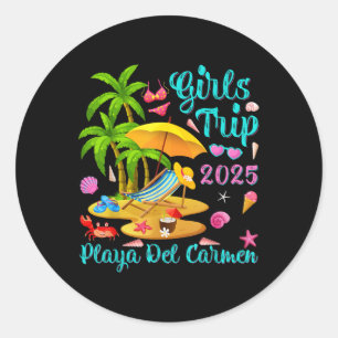 Stranden Playa Del Carmen Mexiko Sommar Tjejresa 2 Runt Klistermärke