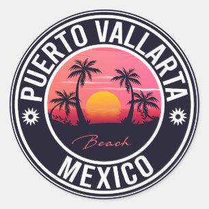 stranden Puerto Vallarta Mexico. Mexican Playa Runt Klistermärke
