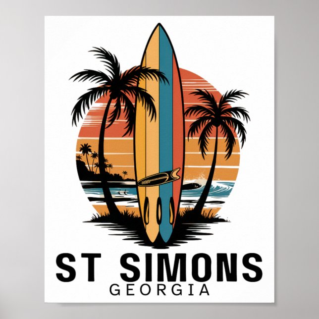Stranden St Simons Georgia Surfing Surfer _1  Poster (Framsidan)
