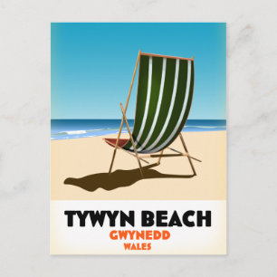 stranden Tywyn stranden Gwynedd Wales poster Vykort