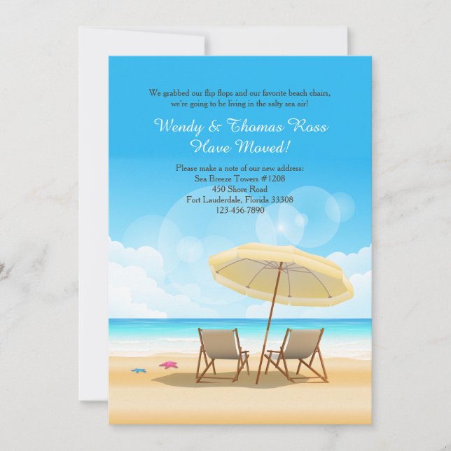 Stranden väntar på flyttmeddelande meddelande (Framsida)