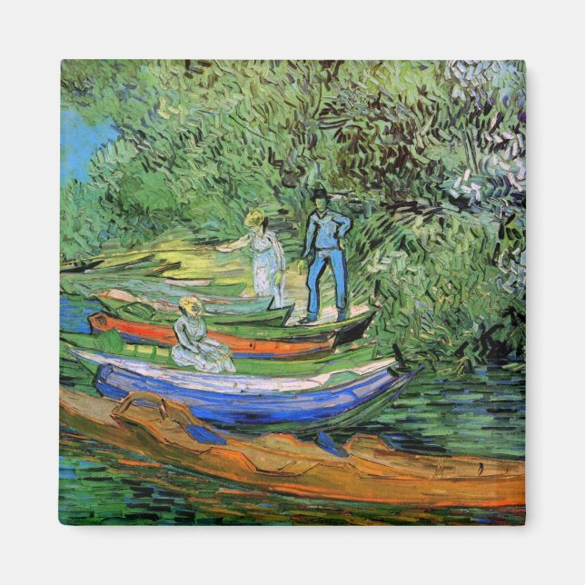 Stranden vid Oise i Auvers av Vincent van Gogh Magnet (Framsidan)