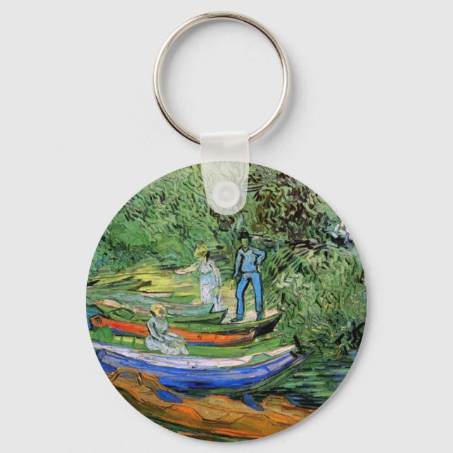 Stranden vid Oise i Auvers av Vincent van Gogh Nyckelring (Framsida)