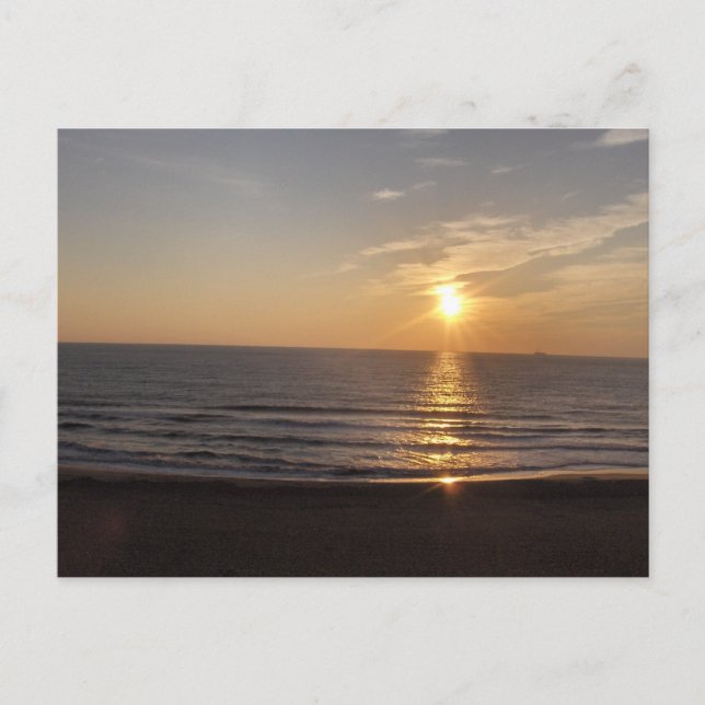 Stranden vid solnedgången vykort (Framsida)