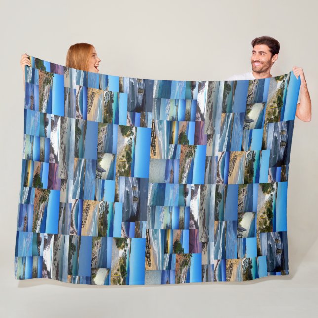 stränder i en fotokollage, fleecefilt (På plats)