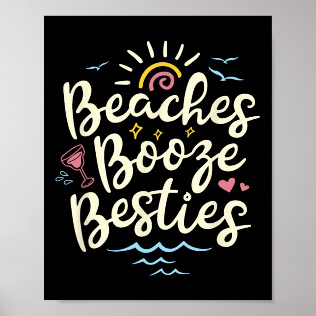 Stränder Sprit Bästa Sommar Kompis Tjejresor Poster (Framsidan)