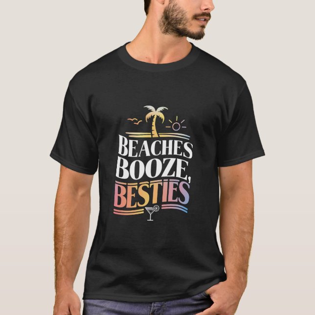 Stränder Sprit & Bästa vänner Kokosnöt Träd Sommar T Shirt (Framsida)