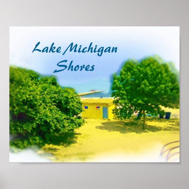 Stränder vid Lake Michigan i Chicago Poster (Framsidan)