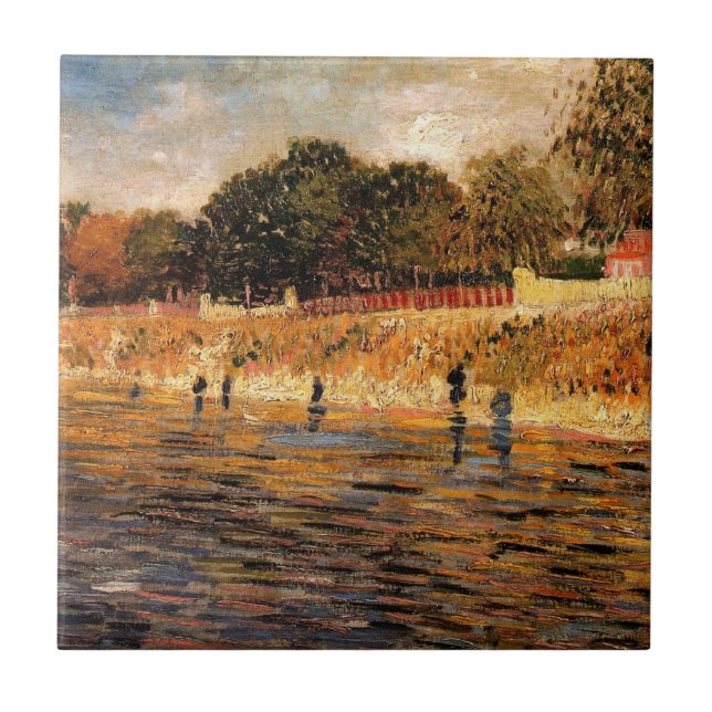 Stränderna vid Seine av Vincent van Gogh Kakelplatta (Framsidan)