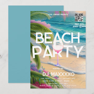 Strandfest Event Bar Tropical Club Flyer Inbjudningar