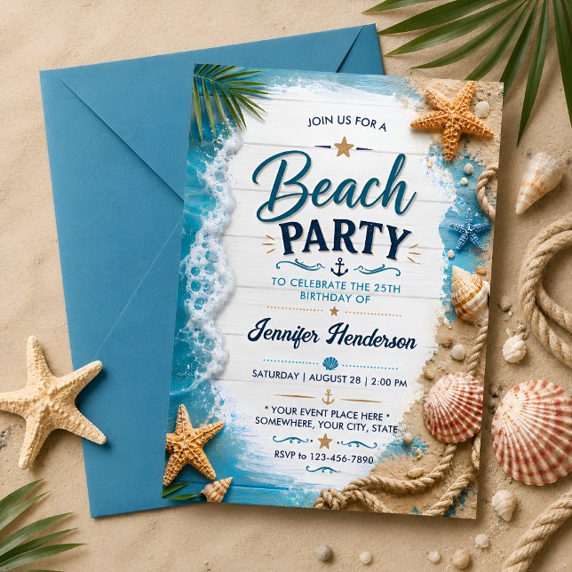 Strandfest med sjöstjärnafirande inbjudningar (Skapare uppladdad)
