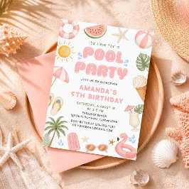 Strandfest Sommar Poolparty Födelsedag Inbjudningar