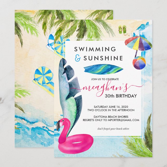 Strandfest | Sommarfestinladan Inbjudningar (Fram/baksida)