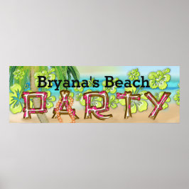 Strandfest typografi sommar hibiskus banner poster